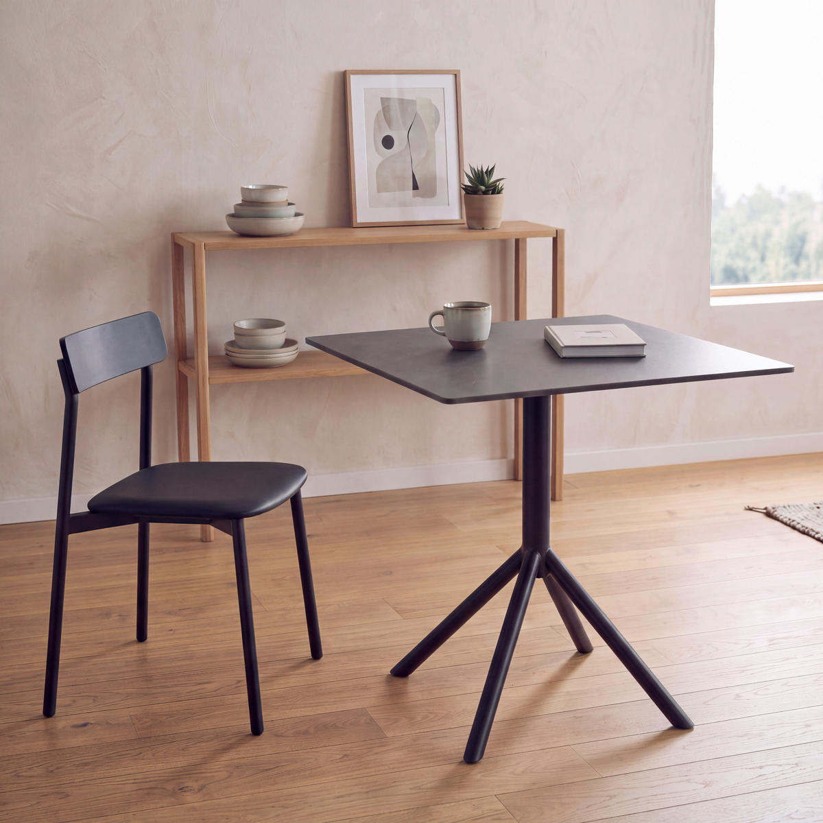 ESSTISCH 80/80/76 cm  Metall, Stein quadratisch Schwarz  - Schwarz, MODERN, Stein/Metall (80/80/76cm) - Carryhome