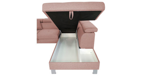 ECKSOFA inkl. Funktionen Hellrot Webstoff  - Hellrot/Silberfarben, Design, Textil/Metall (257/226cm) - Xora