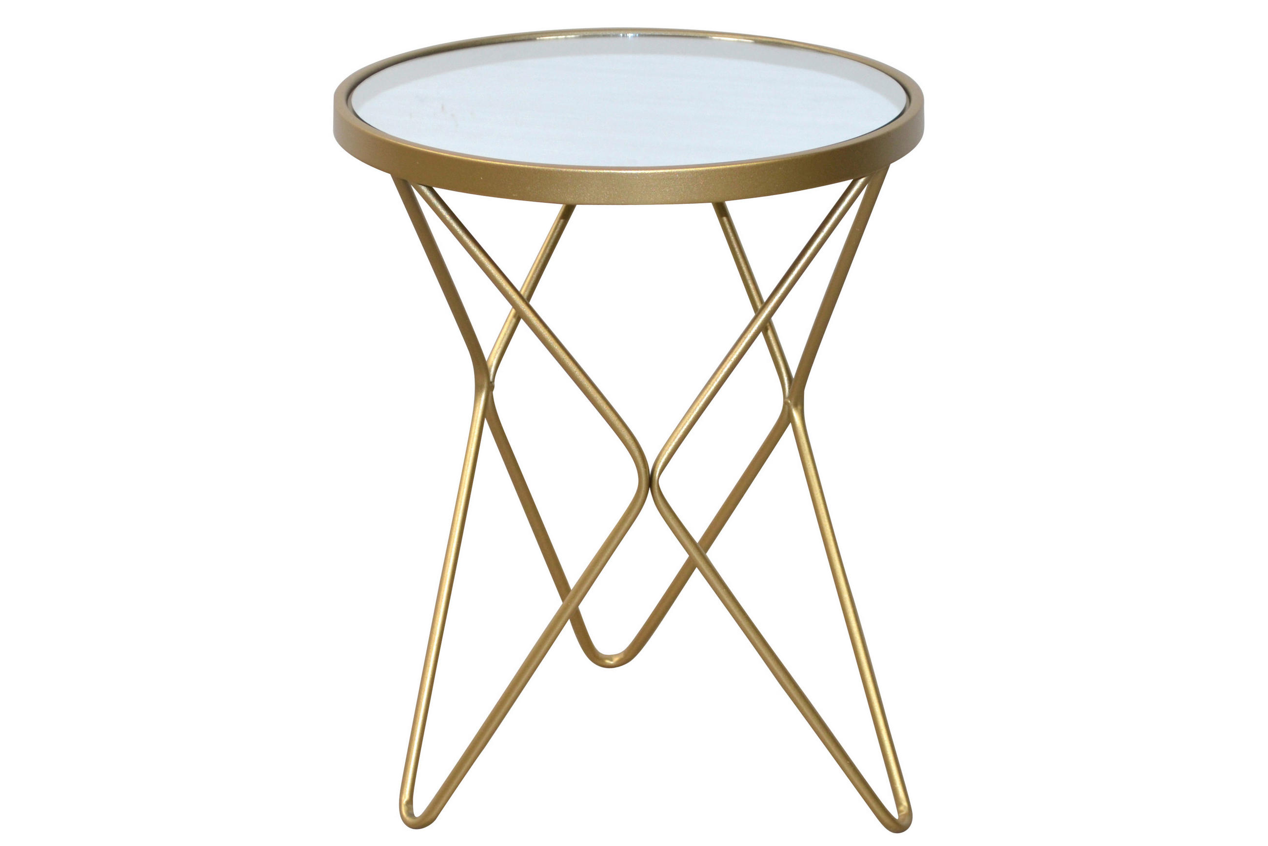 BEISTELLTISCH 40,5/40,5/51 cm Goldfarben rund  - Goldfarben, Design, Glas/Metall (40,5/40,5/51cm) - MID.YOU