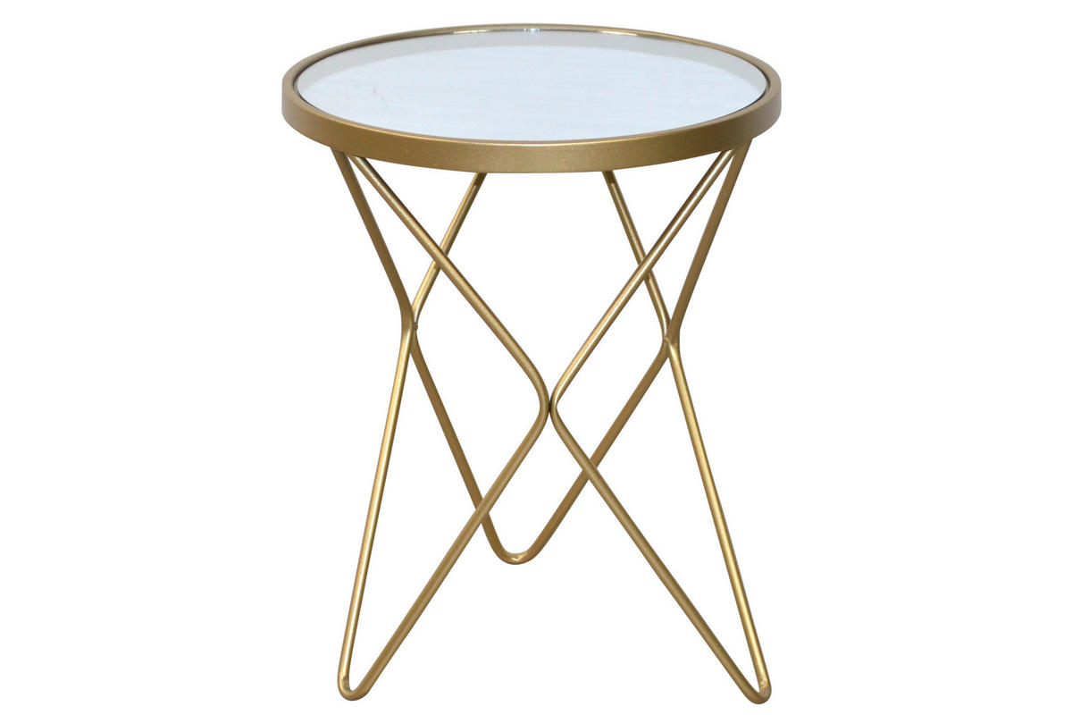 BEISTELLTISCH 40,5/40,5/51 cm Goldfarben rund  - Goldfarben, Design, Glas/Metall (40,5/40,5/51cm) - MID.YOU