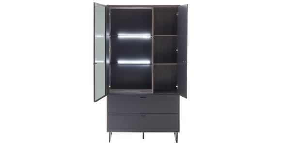 VITRINE in furniert Eiche Schwarz, Eichefarben - Eichefarben/Anthrazit, Design, Glas/Holz (98/185/37cm) - Novel