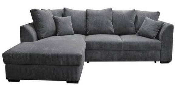 ECKSOFA in Cord Anthrazit  - Anthrazit/Schwarz, Design, Kunststoff/Textil (174/259cm) - Cantus