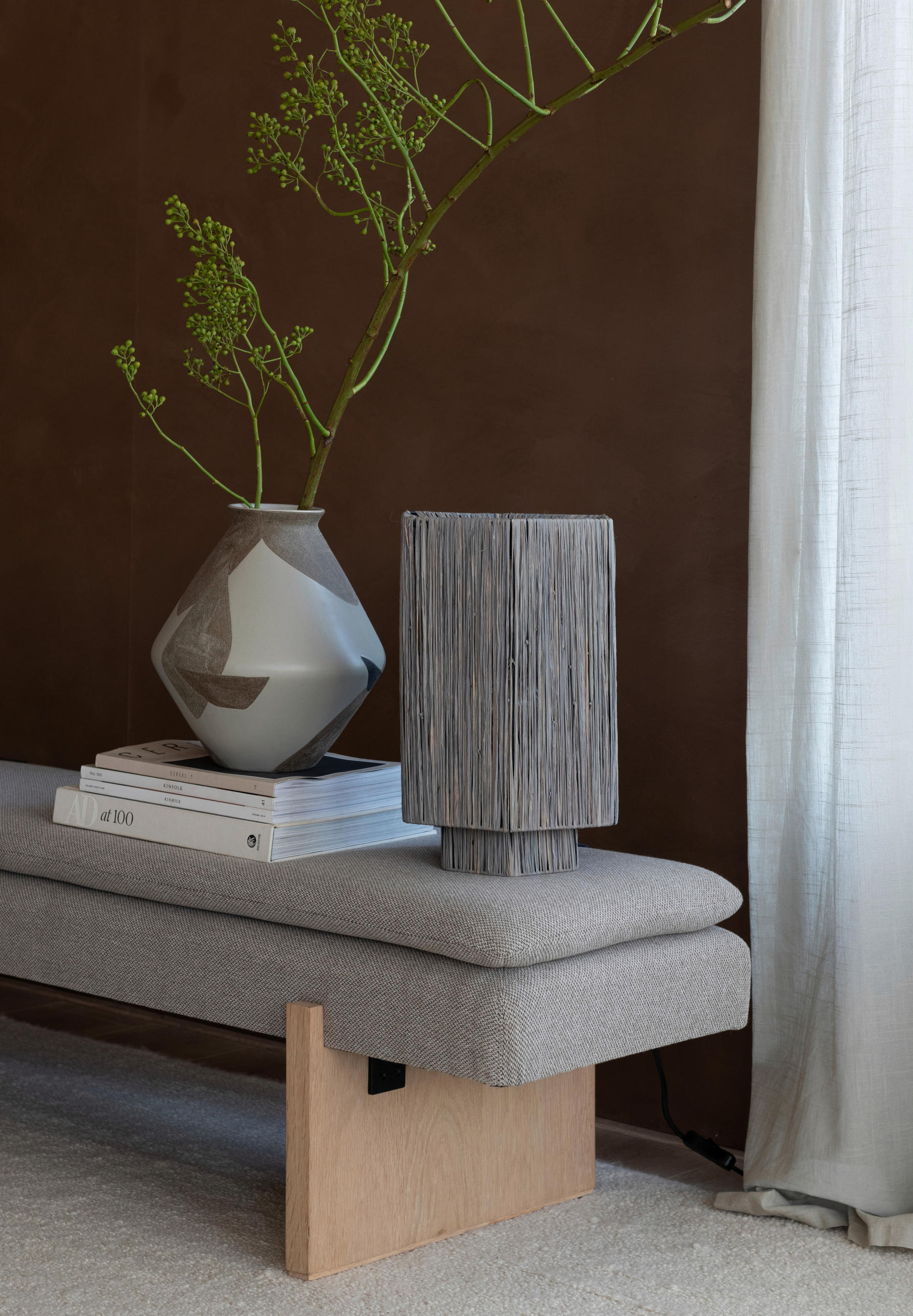 BORDSLAMPA Good & Mojo 22/22/36 cm   - grå, Basics, naturmaterial (22/22/36cm) - Good & Mojo