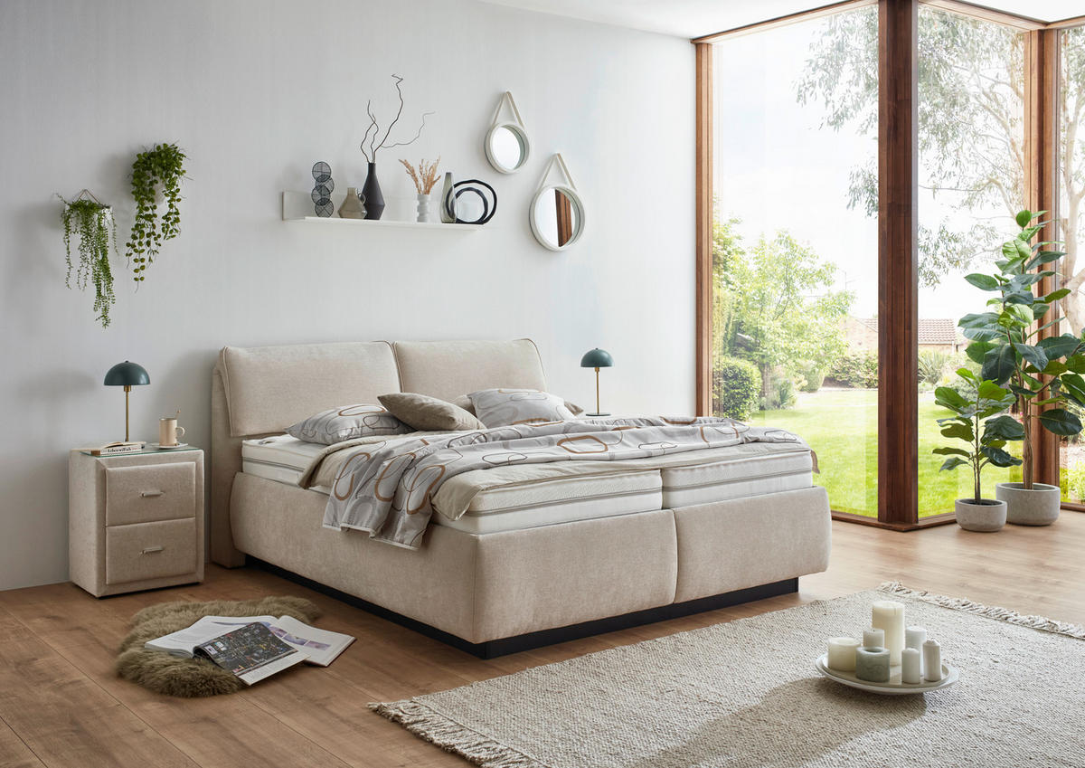 POLSTERBETT 180/200 cm,  in Naturfarben, Matratze, gepolstertes Kopfteil, Lattenrost, Bettkasten, H4 + H5 = sehr fest + hart  - Schwarz/Weiß, KONVENTIONELL, Holz/Holzwerkstoff (180/200cm) - Beldomo - Sleep
