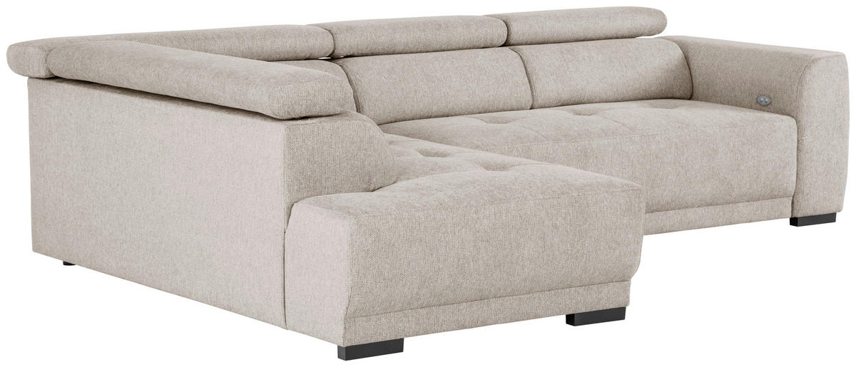ECKSOFA in Struktur Greige  - Greige/Schwarz, Design, Kunststoff/Textil (205/284cm) - MID.YOU