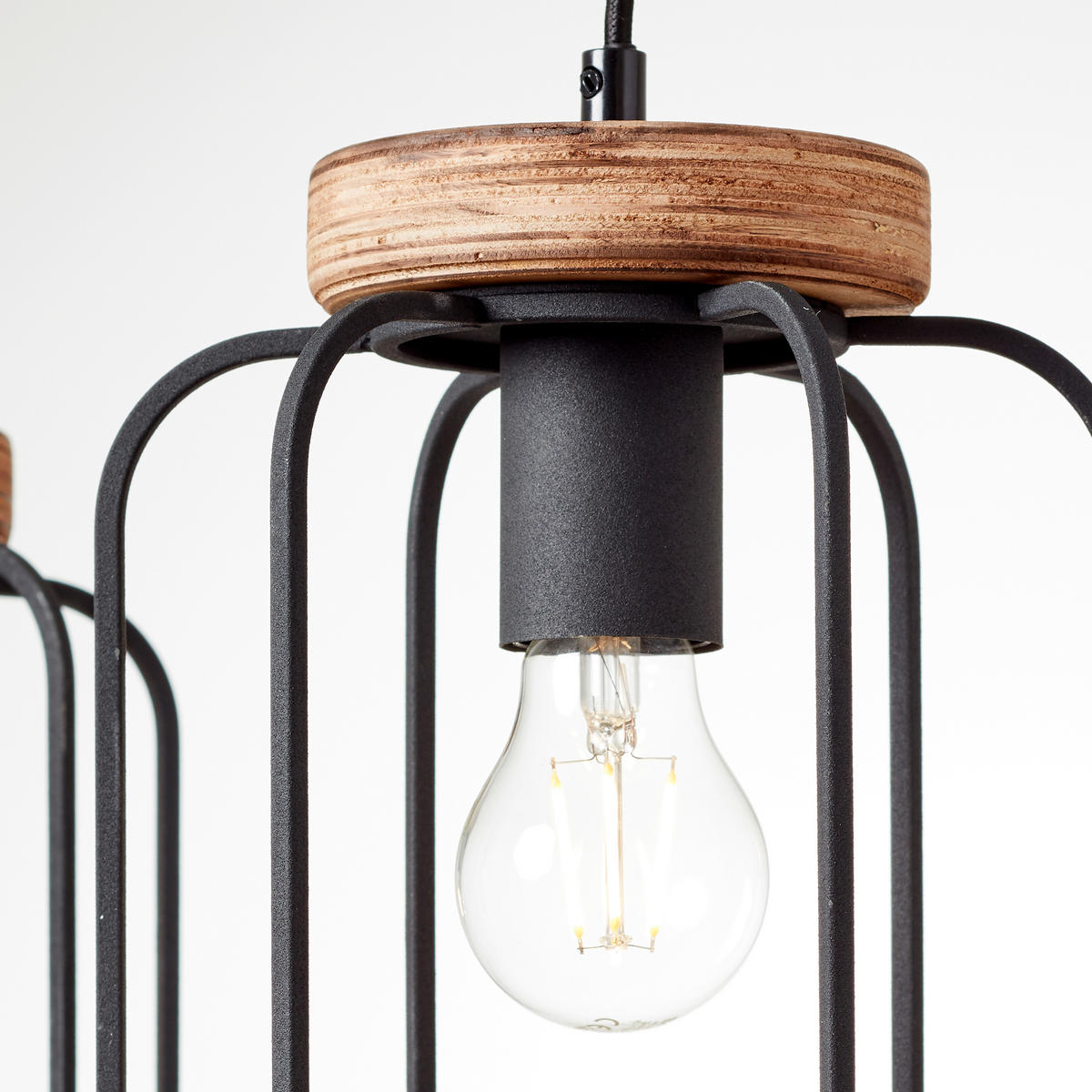 HÄNGELEUCHTE 100/20/130 cm    - Schwarz/Braun, Lifestyle, Holz/Metall (100/20/130cm) - Brilliant