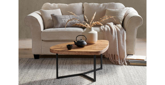 COUCHTISCH in Holz, Metall 100/100/38,5 cm - Eichefarben/Schwarz, Natur, Holz/Metall (100/100/38,5cm) - Novel