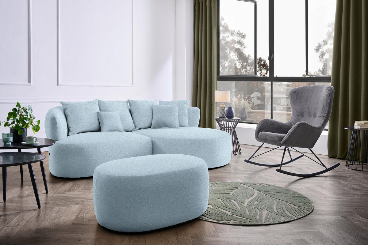 HOCKER in Textil Blau  - Blau/Schwarz, MODERN, Kunststoff/Textil (88/43/66cm) - Hom`in