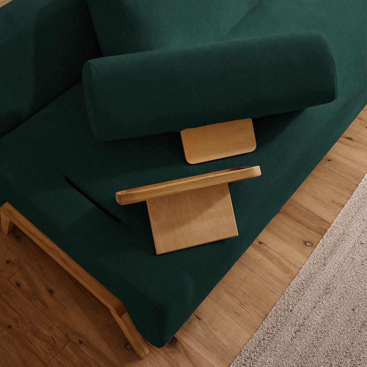 SCHLAFSOFA in Holz, Textil Waldgrün  - Waldgrün/Naturfarben, Design, Holz/Textil (211/88/102cm) - Niels Andersson
