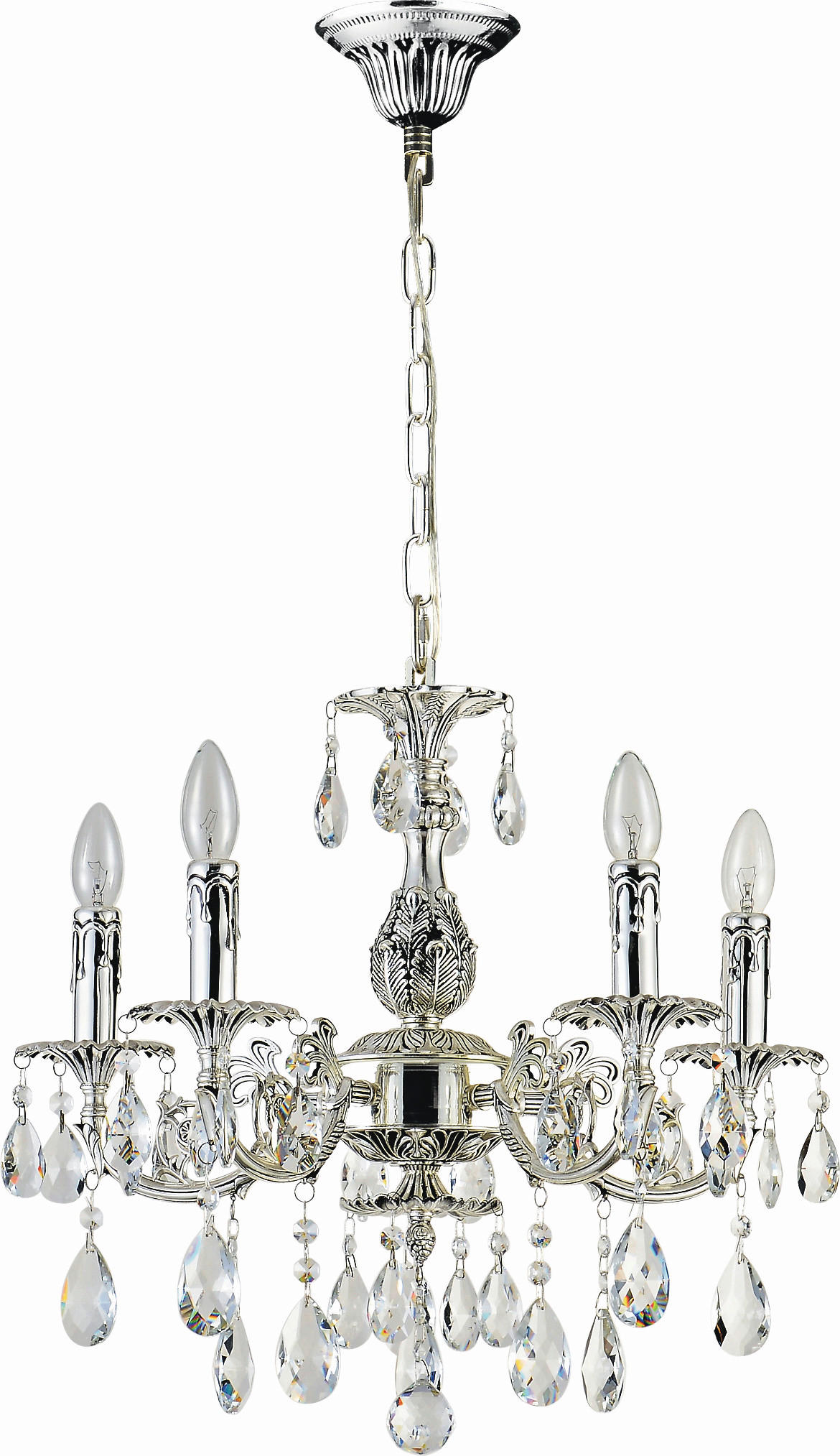 KRISTALL-HÄNGELEUCHTE 52/365 cm   - Silberfarben, KONVENTIONELL, Glas/Metall (52/365cm) - Glandor