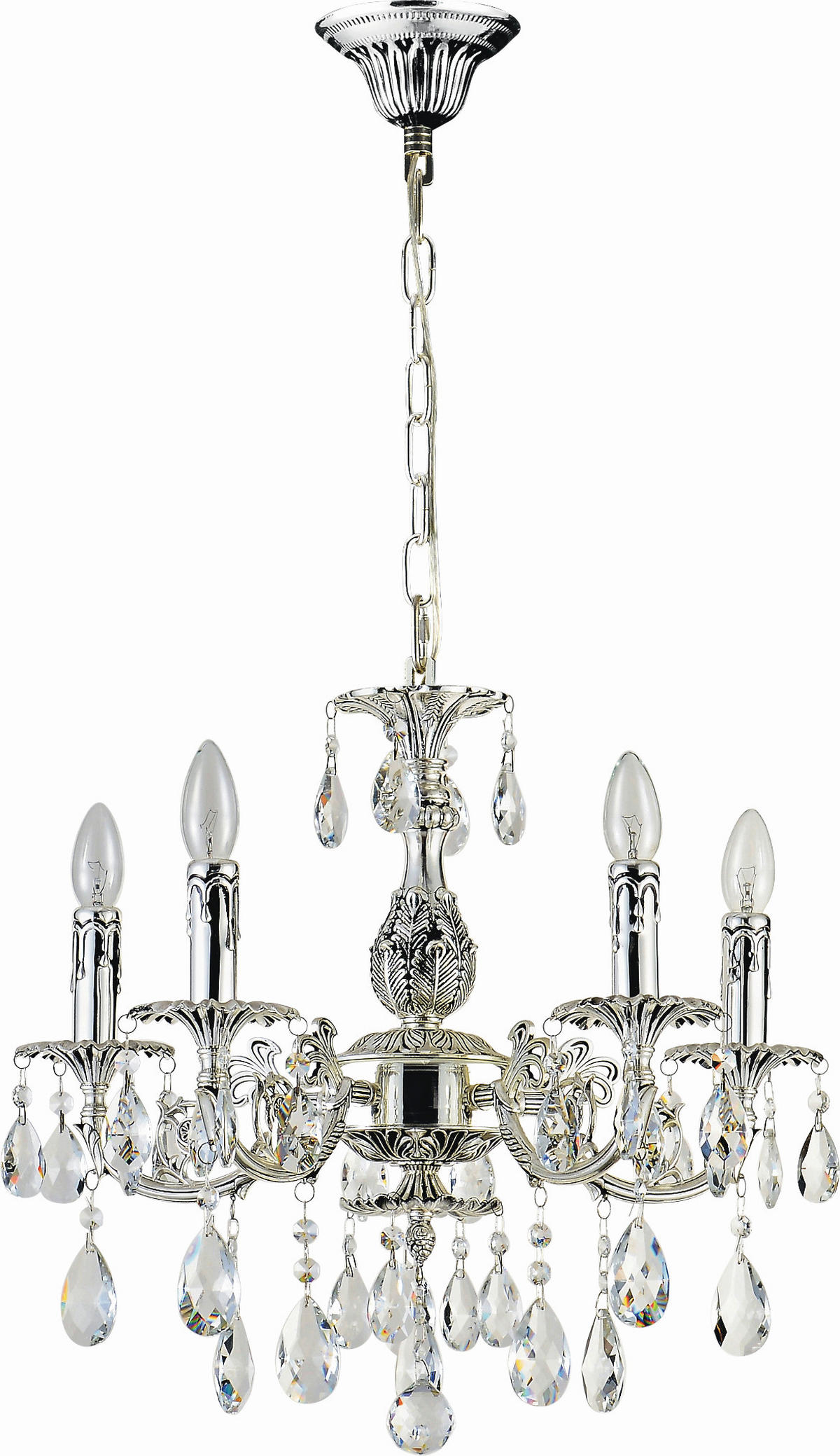 KRISTALL-HÄNGELEUCHTE 52/365 cm   - Silberfarben, KONVENTIONELL, Glas/Metall (52/365cm) - Glandor