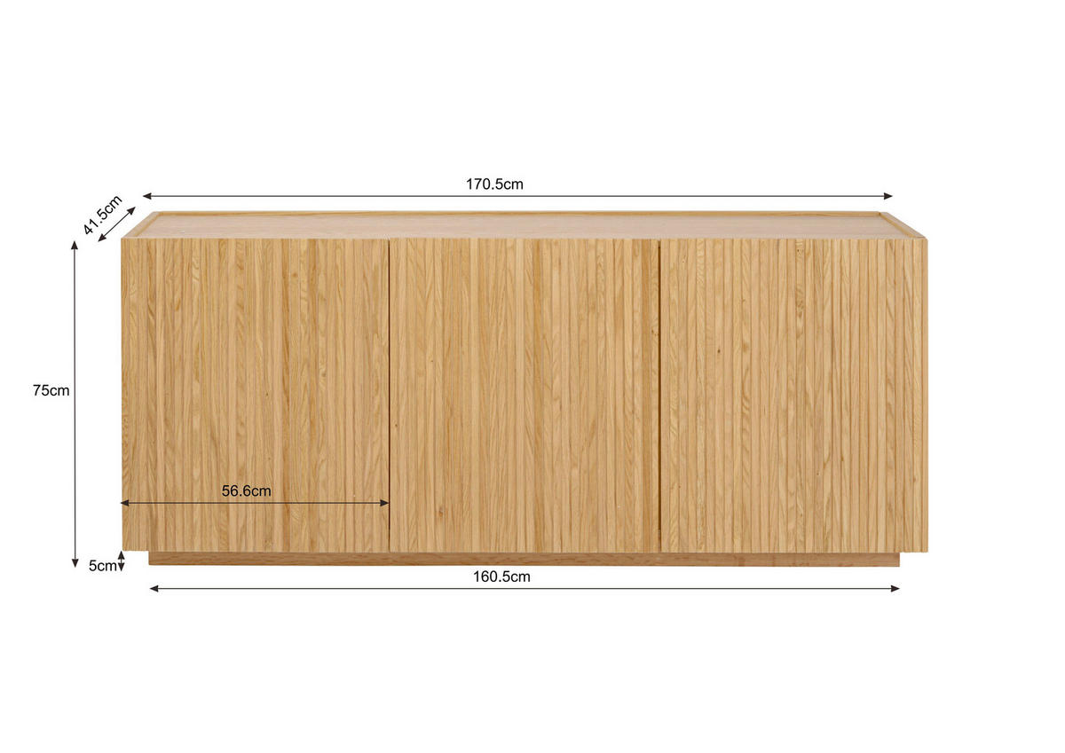 SIDEBOARD  in 170/75/42 cm  - Braun, Natur, Holz (170/75/42cm) - Kare-Design