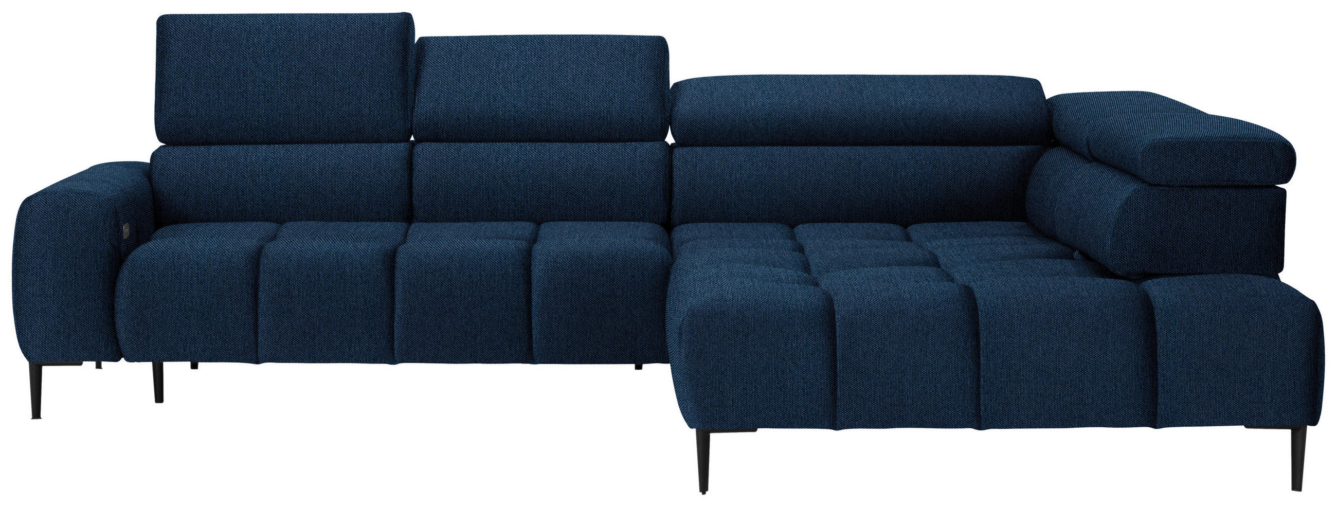 ECKSOFA Dunkelblau Webstoff  - Schwarz/Dunkelblau, Design, Textil/Metall (300/216cm) - Welnova