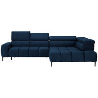 ECKSOFA in Webstoff Dunkelblau  - Schwarz/Dunkelblau, Design, Textil/Metall (300/216cm) - Welnova