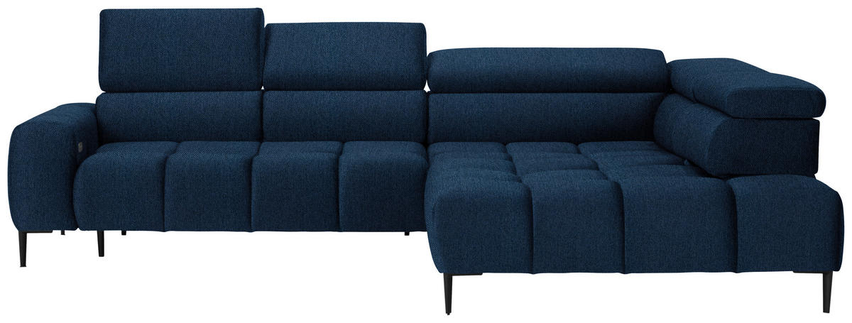 ECKSOFA in Webstoff Dunkelblau  - Schwarz/Dunkelblau, Design, Textil/Metall (300/216cm) - Welnova