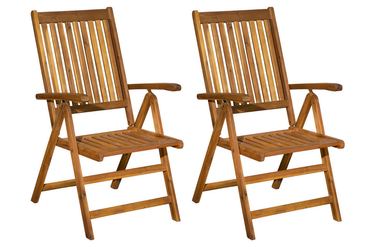 GARTENKLAPPSTUHL-SET in Holz Naturfarben  - Naturfarben, Natur, Holz (56/108/74cm) - Livetastic