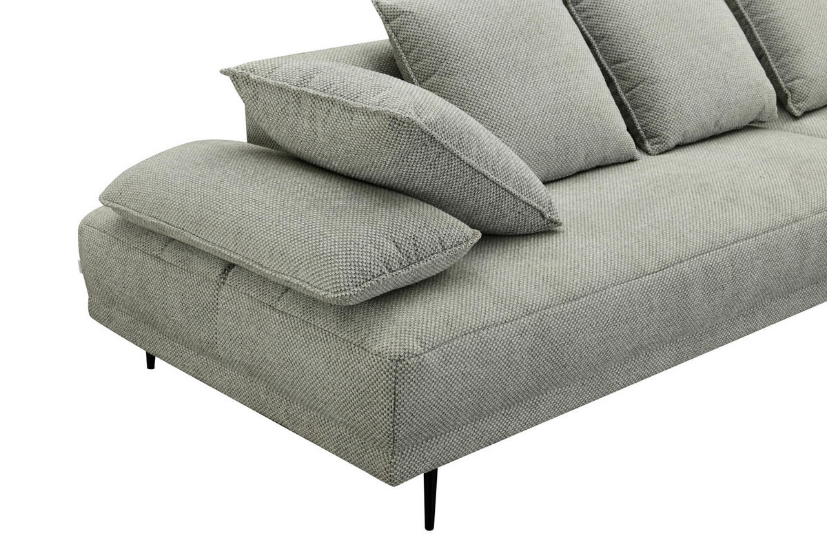 ECKSOFA in Mikrofaser Hellgrau  282/171 cm  - Hellgrau/Schwarz, Design, Textil/Metall (282/171cm) - Hom`in
