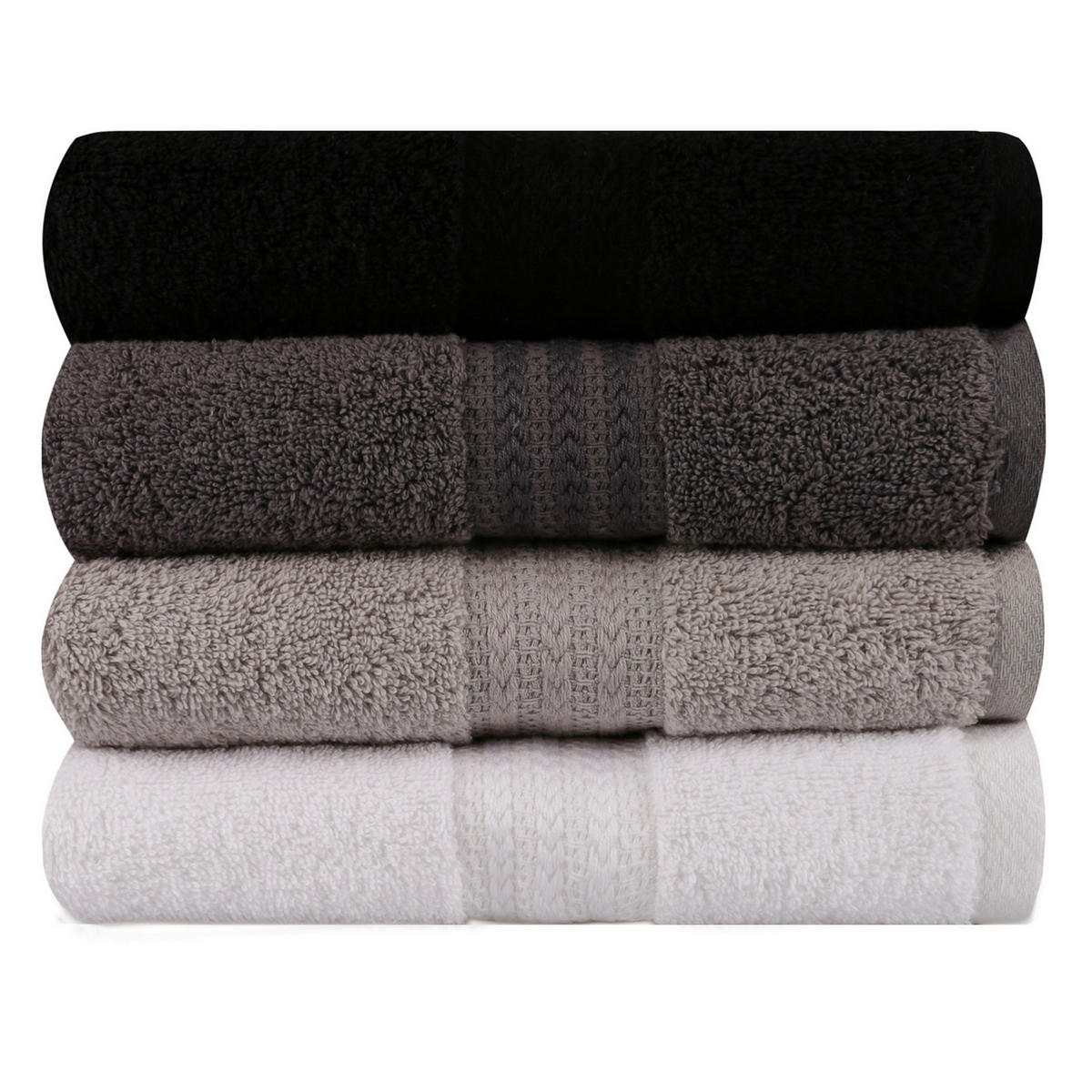HANDTUCHSET Grau, Schwarz, Weiß, Dunkelgrau 4-teilig  - Dunkelgrau/Schwarz, Basics, Textil (50/90cm)