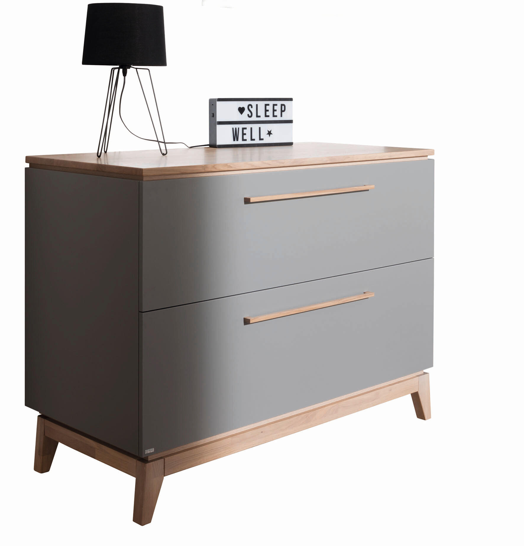 SIDEBOARD 123,3/92,1/57,2 cm  in Grau, Eichefarben  - Eichefarben/Grau, Design, Holz/Holzwerkstoff (123,3/92,1/57,2cm) - Paidi