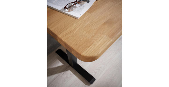 SCHREIBTISCH 120/60/76-119 cm Eichefarben elektrisch höhenverstellbar  - Eichefarben/Schwarz, MODERN, Holz/Metall (120/60/76-119cm) - Linea Natura