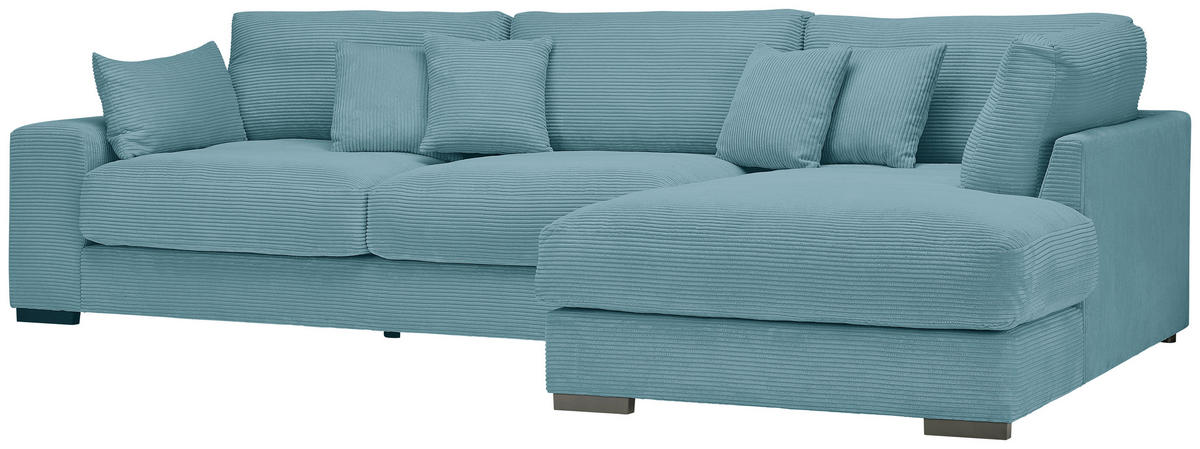 ECKSOFA in Cord Hellblau  - Schwarz/Hellblau, Design, Kunststoff/Textil (340/205cm) - Lomoco