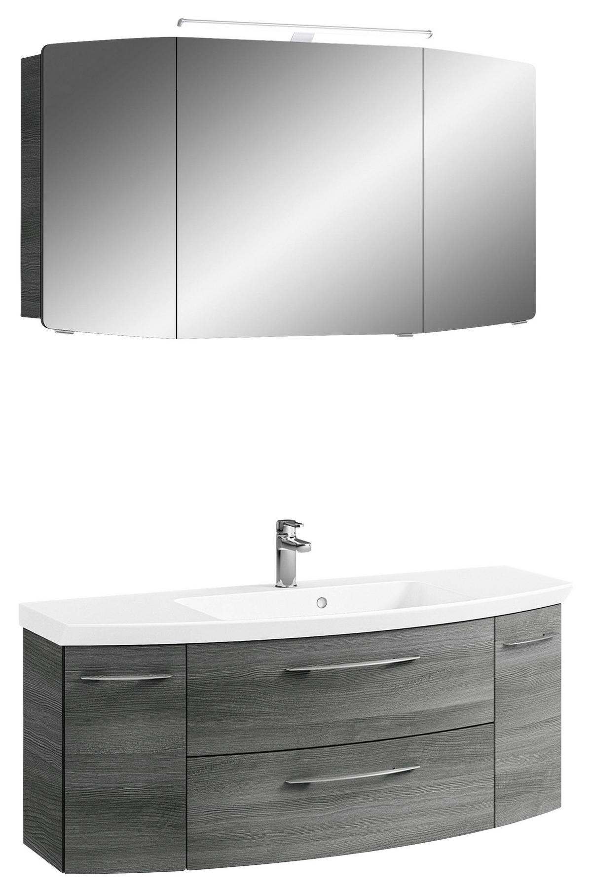 BADEZIMMER 3-teilig  in 121 cm  - Chromfarben/Graphitfarben, KONVENTIONELL, Glas/Holzwerkstoff (121cm) - Pelipal