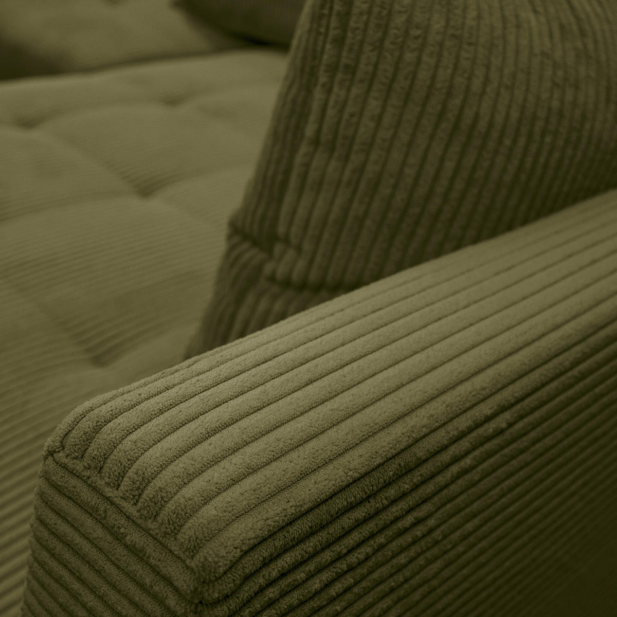 Ecksofa inkl. Hocker tekstil  maslinasto zelena   - maslinasto zelena/crna, Design, tekstil/drvo (247/174cm) - MID.YOU