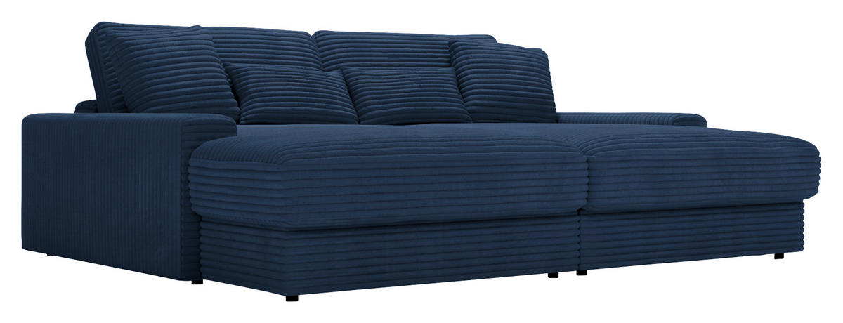 BIGSOFA in Cord Dunkelblau  - Schwarz/Dunkelblau, Modern, Kunststoff/Textil (230/85/190cm) - Carryhome