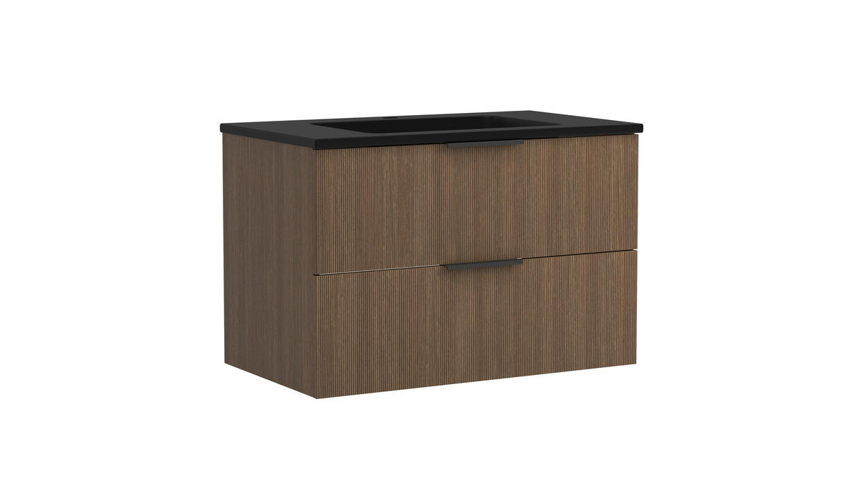 WASCHTISCHKOMBI  - Dunkelbraun/Schwarz, Natur, Holzwerkstoff/Stein (80/54/47cm) - Held