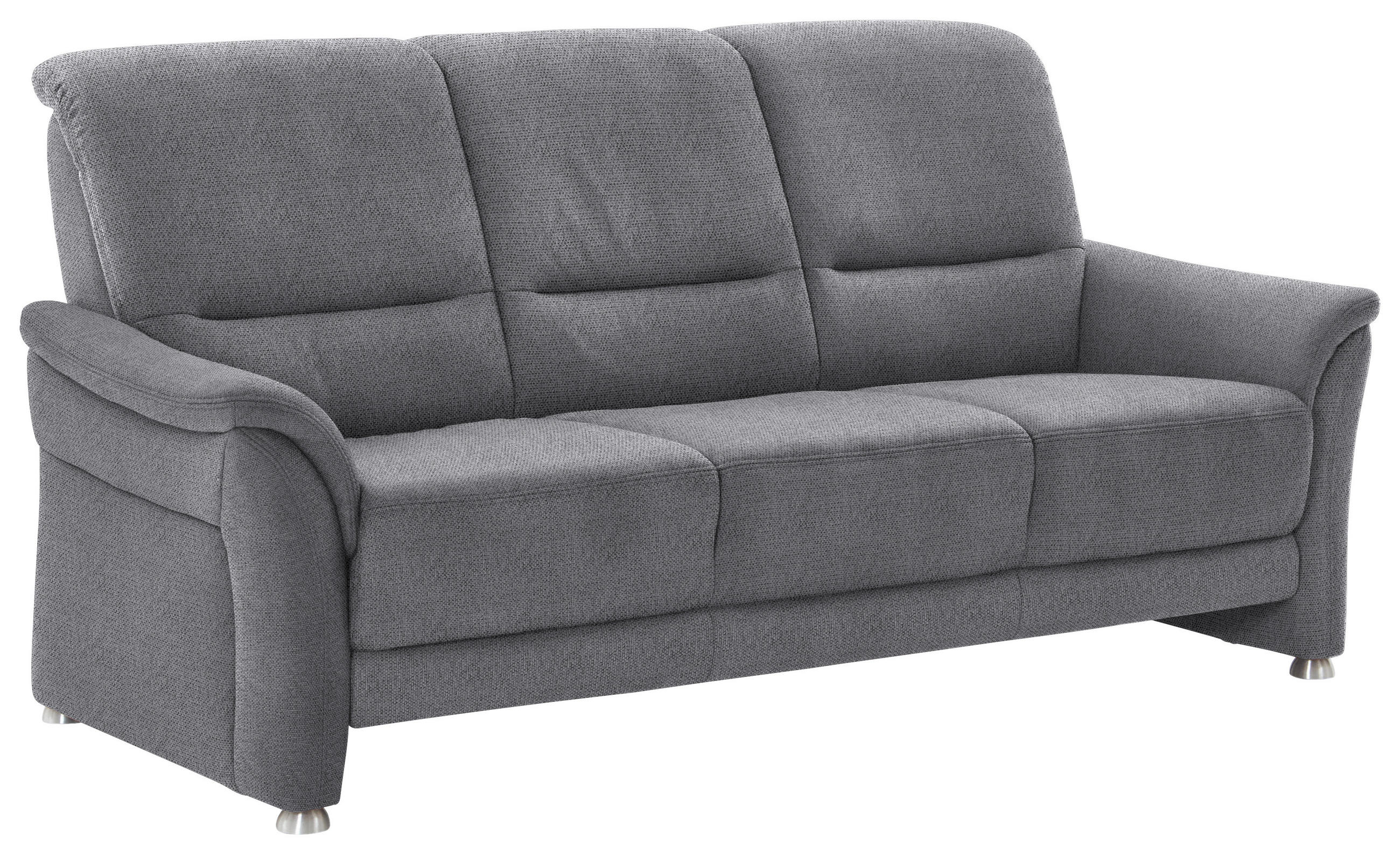 3-SITZER-SOFA Flachgewebe Grau  - Alufarben/Grau, Konventionell, Textil/Metall (198/96/93cm) - Beldomo Premium