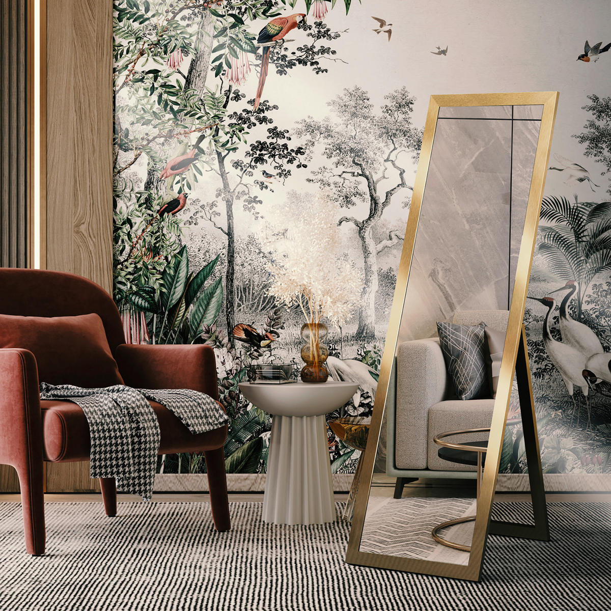 DEKOSPIEGEL - Goldfarben, Basics, Glas/Holz (46/146cm)