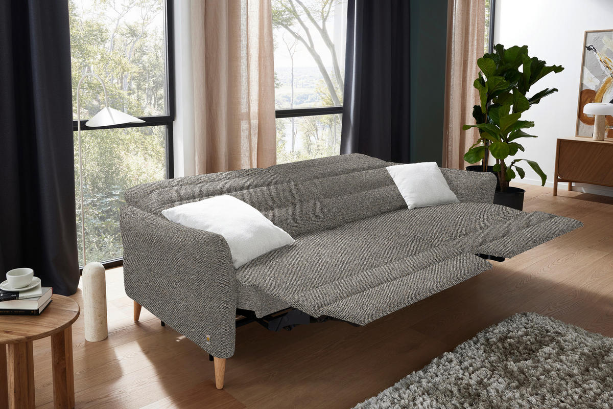 2-SITZER-SOFA in Webstoff Hellbraun  - Hellbraun/Eiche Bianco, Design, Holz/Textil (234-262/85-106/98-112cm) - Dieter Knoll