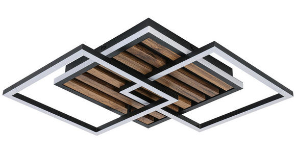 LED-DECKENLEUCHTE 45/45/9,5 cm  - Eichefarben/Schwarz, Trend, Holzwerkstoff/Kunststoff (45/45/9,5cm) - Novel