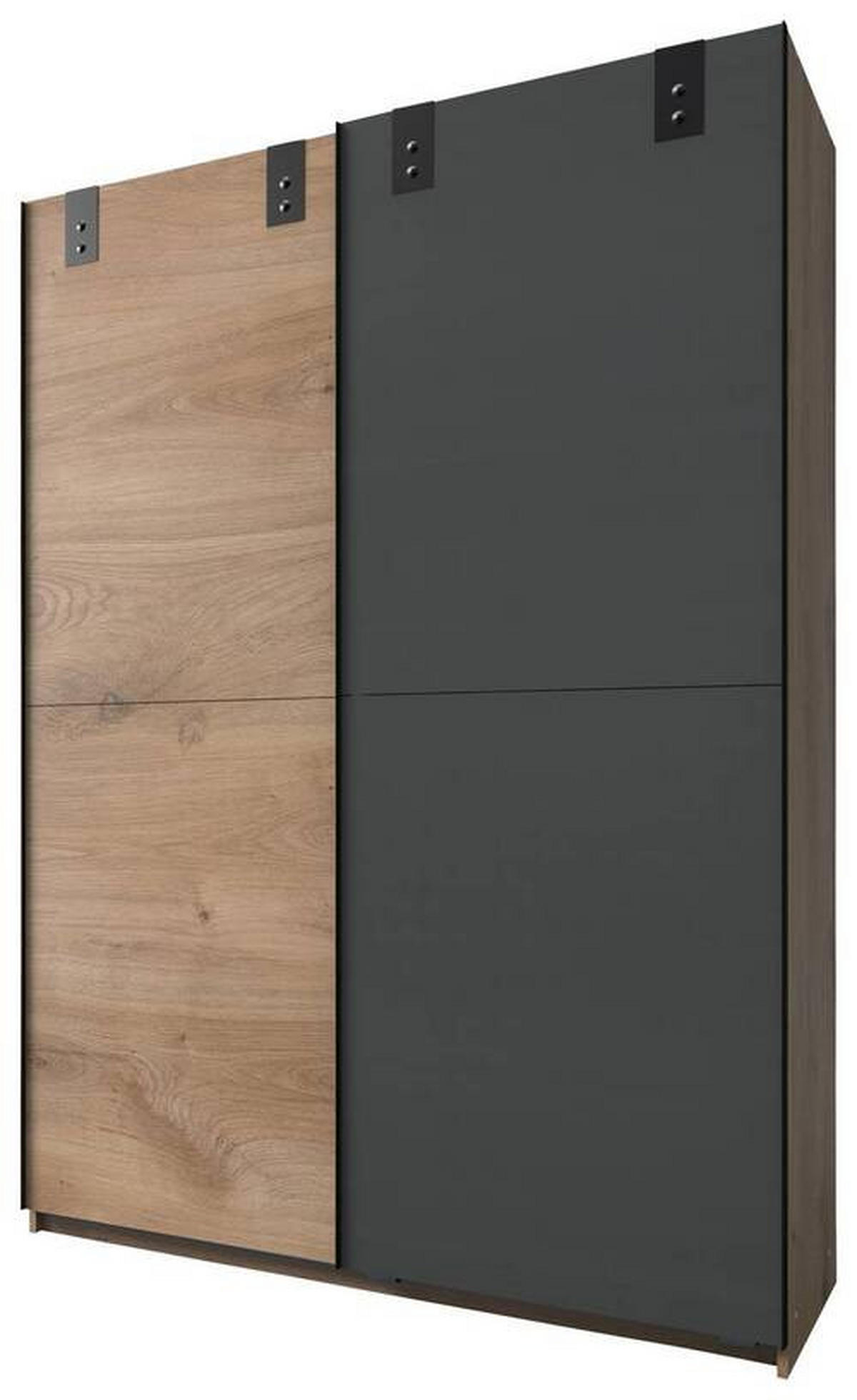 SCHWEBETÜRENSCHRANK  in Graphitfarben, Eichefarben  - Eichefarben/Graphitfarben, Basics, Holzwerkstoff (135/198/64cm) - MID.YOU