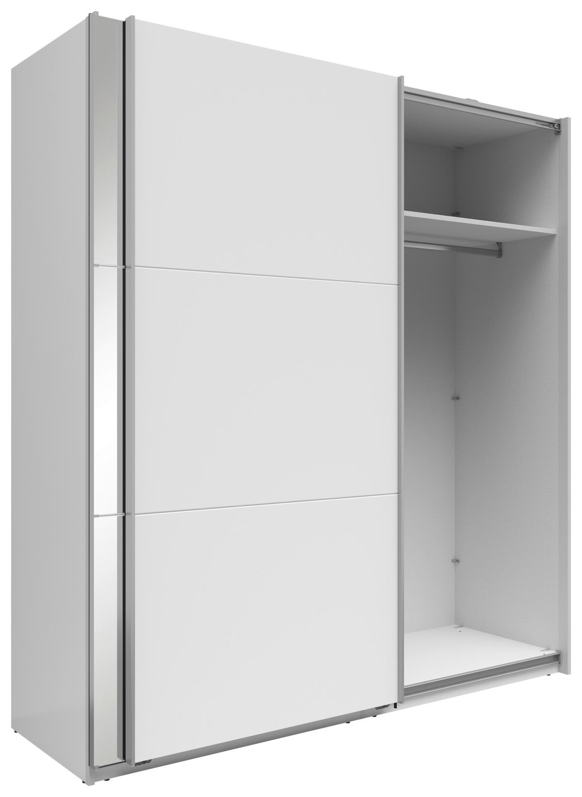 SCHWEBETÜRENSCHRANK 200/216/64 cm 2-türig Weiß  - Silberfarben/Weiß, Basics, Glas/Holzwerkstoff (200/216/64cm) - Boxxx