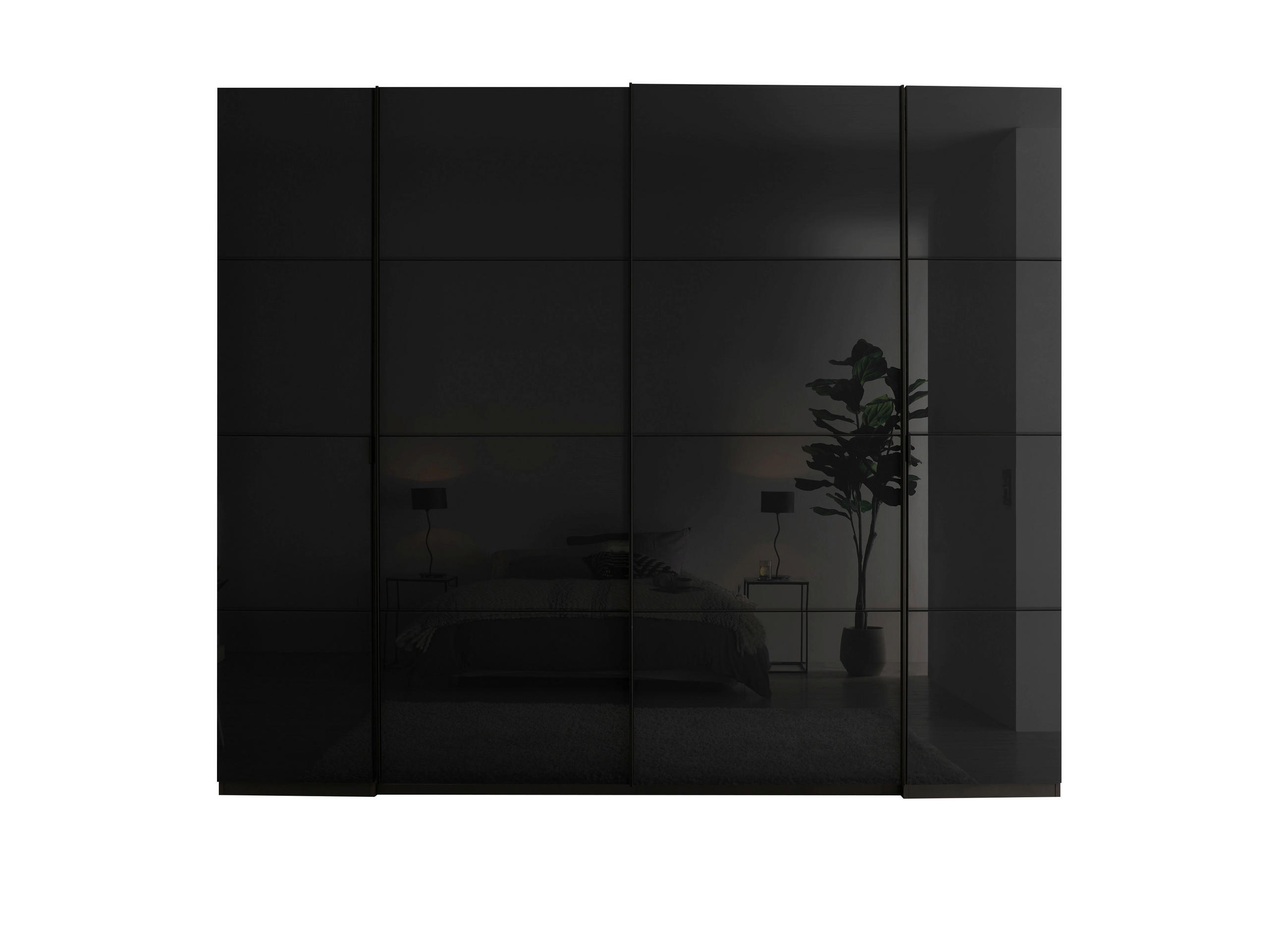 KOMBINIRANA OMARA, barve grafita  - črna/barve grafita, Moderno, kovina/steklo (267/225,5/60,8cm) - Novel