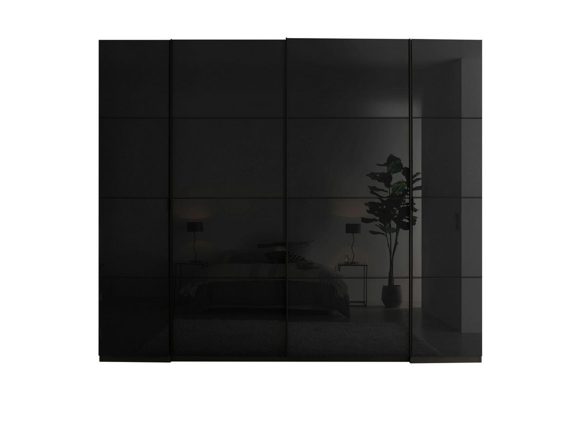 KOMBINIRANA OMARA, barve grafita  - črna/barve grafita, Moderno, kovina/steklo (267/225,5/60,8cm) - Novel