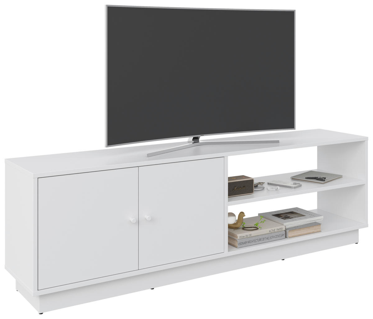 TV-ELEMENT - Weiß, Basics, Holzwerkstoff/Kunststoff (161/50/33,5cm) - Boxxx