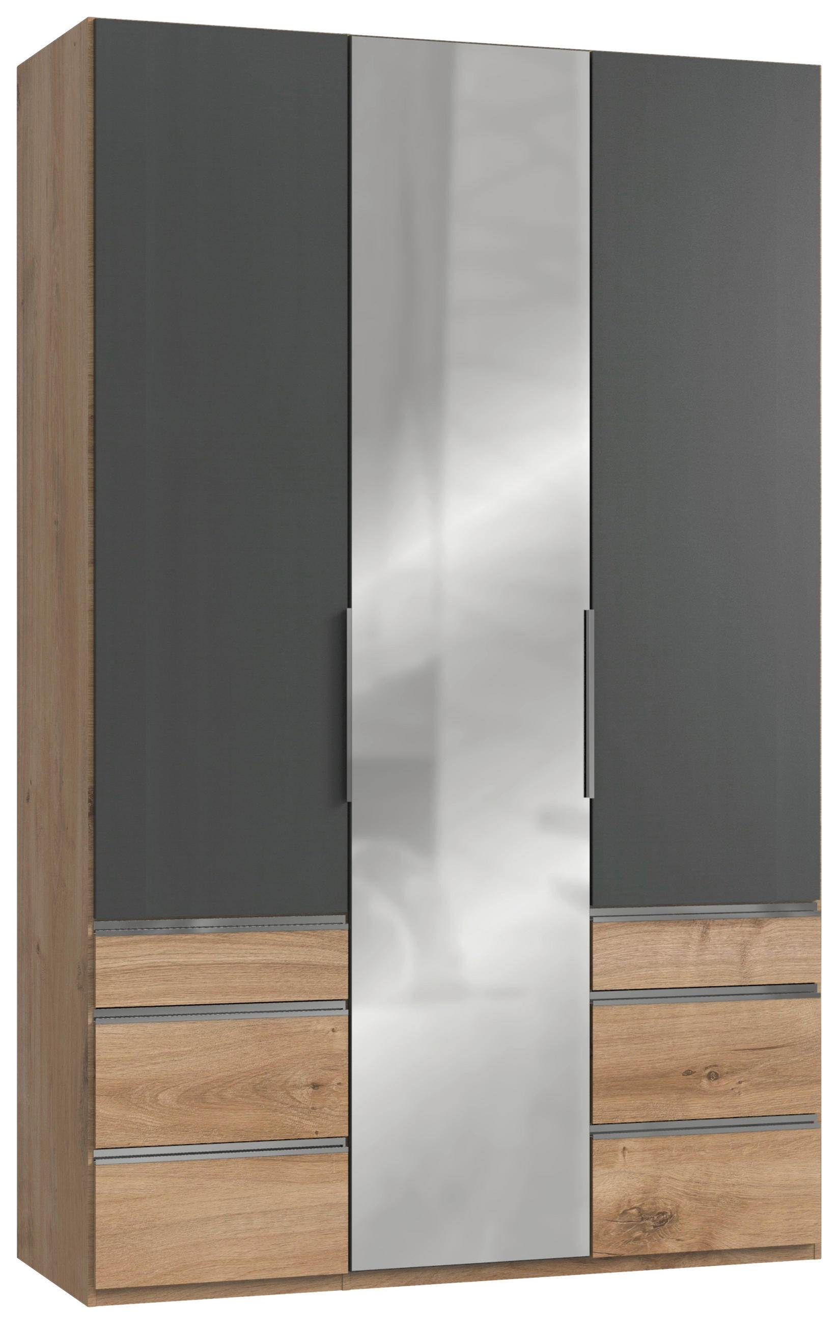 DREHTÜRENSCHRANK in Graphitfarben, Eichefarben  - Chromfarben/Eichefarben, Modern, Holzwerkstoff (150/236/58cm) - MID.YOU