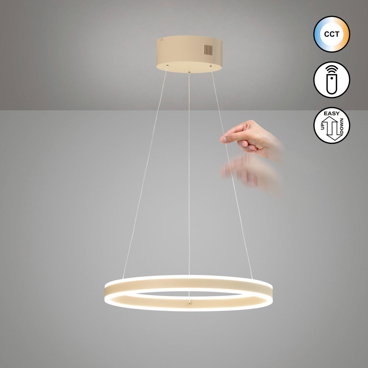 LED-HÄNGELEUCHTE Silivio 50/70-180 cm  - Sandfarben, Design, Metall (50/70-180cm)