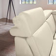 ECKSOFA in Echtleder Creme  - Creme/Alufarben, Design, Leder/Metall (242/271cm) - Cantus