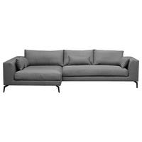 ECKSOFA  in Flachgewebe Dunkelgrau  172/313 cm  - Dunkelgrau/Schwarz, Design, Textil/Metall (172/313cm) - Livetastic