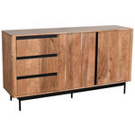 SIDEBOARD Akazie massiv Schwarz, Akaziefarben Einlegeböden  - Schwarz/Akaziefarben, Natur, Holz/Holzwerkstoff (150/80/40cm) - Carryhome