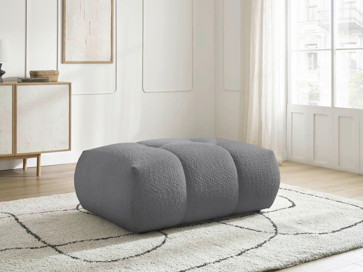 HOCKER FUJI  Bouclé Dunkelgrau  - Dunkelgrau/Schwarz, MODERN, Kunststoff/Textil (112/44/80cm)