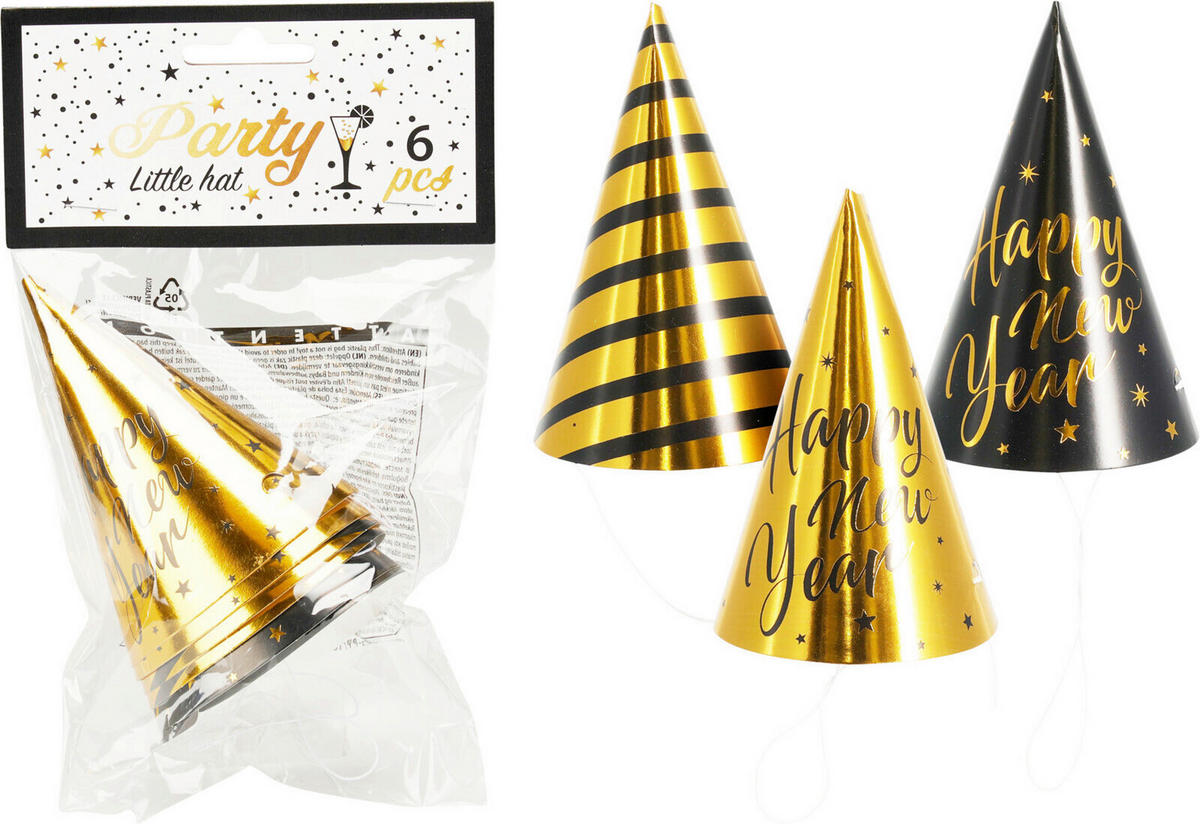 PARTYSET - Goldfarben/Schwarz, Basics, Papier (12/6/18cm)