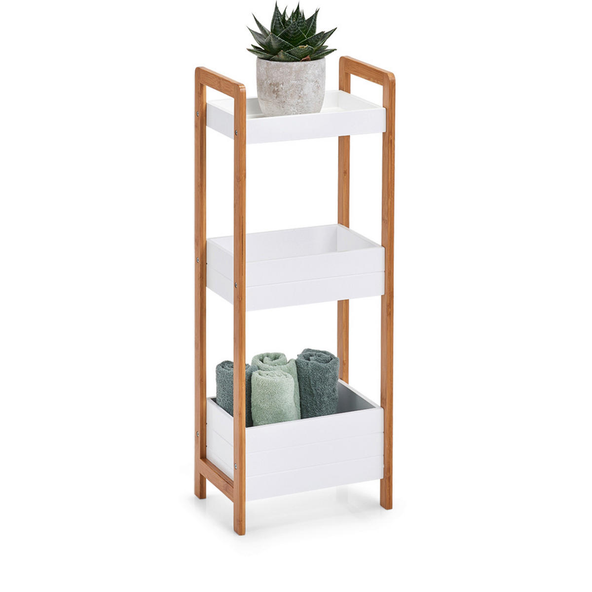 STANDREGAL Bambus Naturfarben, Weiß  - Naturfarben/Weiß, Basics, Holz/Holzwerkstoff (28/20/74cm) - Zeller Present