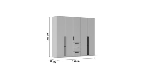 DREHTÜRENSCHRANK 251/223/61 cm,  in Champagner, 5-türig  - Champagner/Schwarz, Basics, Holzwerkstoff/Metall (251/223/61cm) - Novel