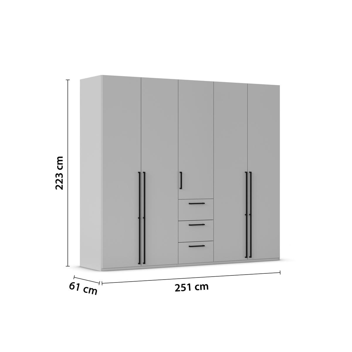 DREHTÜRENSCHRANK 251/223/61 cm,  in Champagner, 5-türig  - Champagner/Schwarz, Basics, Holzwerkstoff/Metall (251/223/61cm) - Novel