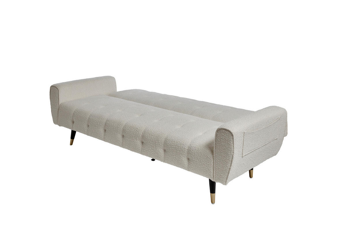 SCHLAFSOFA Bouclé Weiß  - Goldfarben/Schwarz, MODERN, Holz/Textil (213/83/83cm) - Livetastic