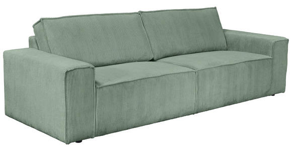 3-SITZER-SOFA Cord Salbeigrün - Salbeigrün/Schwarz, KONVENTIONELL, Kunststoff/Textil (248/76/95cm) - Carryhome